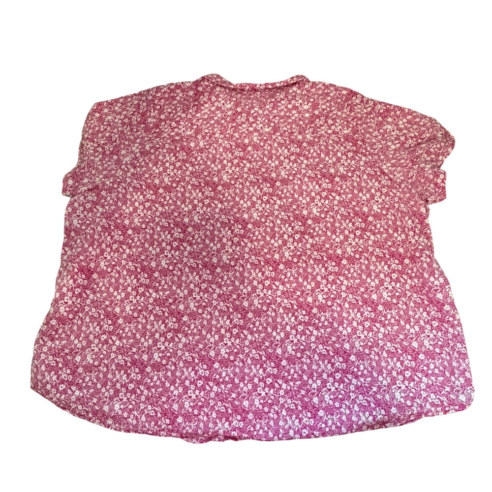 Woman Within Floral Button Down Shirt Womens 5X 38/40 Pink Cotton Short Sleeve - Picture 2 of 8